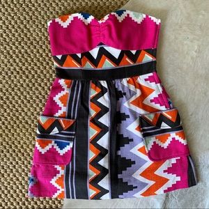 Tibi colorful Aztec Strapless Dress